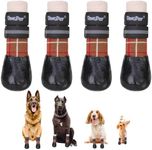 BINGPET Anti-Slip Dog Socks for Hardwood Floors, Injury Prevent Licking Dog Booties, Traction Control Paw Protector Dog Shoes for Hot Pavement with Reflective Straps for Small Medium Large Dogs