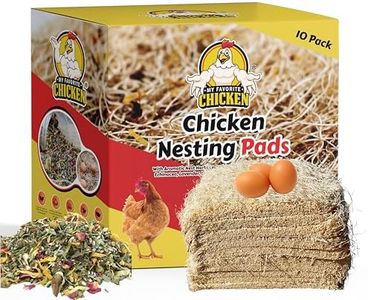 Chicken Nesting Pads with Aromatic Nest Herbs | Natural Excelsior Aspen Fiber Poultry Bedding | 13 x 13 Inches | Pack of 10