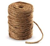 Absofine 100M Garden Cord Jute Twine String 4mm Thick Strong Natural Jute Rope Roll Stronger Craft Cord for Household Garden DIY Crafts Decoration