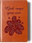 Christian Gifts Leather Notebook Bible Verse Faith Religious Writing Notebook for Women Men Religious Inspirational Christian Gift for Friends Family (God says you are)