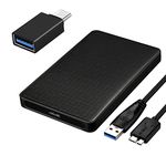 EasyULT 2.5 Inch SATA to USB 3.0 Tool-free External Hard Drive Enclosure [Support UASP SATA III], 5Gbps External Disk Caddy Case for 9.5mm & 7mm 2.5" SATA I/II/III HDD SSD, MacBook, with OTG Adapter