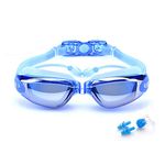 Beeway® Premium Comfortable Swimming Goggles 2, Anti-Fog UV Protection Lenses Fully Adjustable for Adults Men Women And Children 8 +, blue