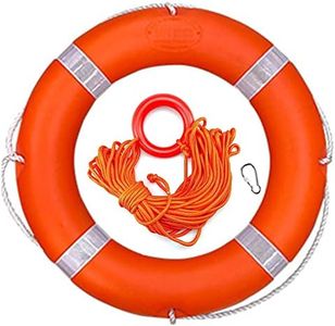 Boat Throw Rings 23",Life Ring with Fluorescent Reflective Strip, Outdoor Professional Water Life Ring , with Orange Grab Lines (8mm×20m)