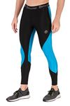 ReDesign Apparels Recharge Men Polyester Sports Compression Pant/Legging/Full Tights (Small, Black/Sky)