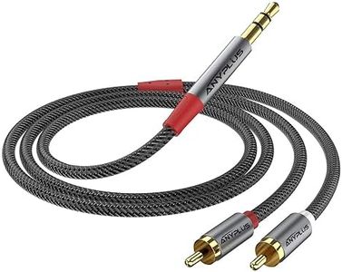 ANYPLUS 【0.5M】Cavo Audio Stereo, Sdoppiatore 2 RCA to Jack 3.5, Treccia di Filo di Fesce, per Cellulare, Tablet, PC, iPod, Amplificatore, Altoparlante, TV, DVD,Etc
