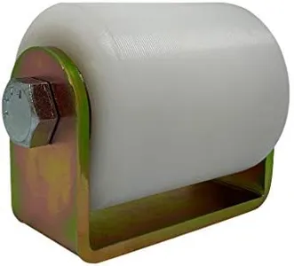 Slide Gate Guide Roller 3" White Hard Nylon UHMW Rollers with C Bracket Rear Post Welded Assembly Heavy Duty Anti Tipping Sealed Ball Bearing Sliding Rolling Gates Guider - Eagle Rollers EG097