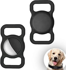 2-Pack Dog Collar Holder Compatible with AirTag, Soft Silicone Waterproof Case for Apple Air Tag Tracker Kids School Bag & Backpack & Dog Pet Collar Loop Holder (Black)