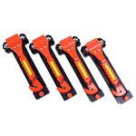 DeCho 4 PCS Car Emergency Escape Window Breaker and Seat Belt Cutter Hammer with Light Reflective Tape (Red)