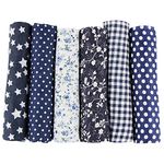 UOOOM 6pcs 50 x 50cm Patchwork Cotton Fabric DIY Handmade Sewing Quilting Fabric Different Designs (Tone-Navyblue)