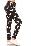 Leggings Depot Women's Relaxed-fit Jogger Track Cuff Sweatpants with Pockets for Yoga, Workout, Black/White, Medium