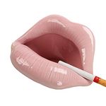 Wang-Data Creative Ceramic Cigarette Ashtrays with Lips Style Fashion Home Decorations?Pink?