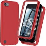 iPod Touch 7th/6th/5th Generation Case, iPod Touch Case, Shockproof [with Built in Screen Protector] Silicone Case Heavy Duty Rugged Soft Cover iPod Case for iPod Touch 7/6/5 (Red)