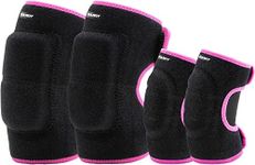 EULANT Adjustable Soft Elbow Pads and Knee Pads for Kids, Child Protective Pad Sets for Bicycle Roller Skating Basketball Football Volleyball Dancing Kneeling,Rose S