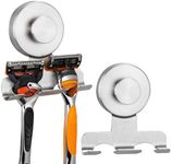Supopular Suction Cup Razor and Shaver Holder for Shower, Heavy-Duty Stainless Steel No-Drill Bathroom Wall Hook for Towel, Loofah, Damage-Free and Reusable, Easy Install and Remove(2, Brushed Nickel)