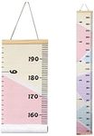 MinoMia Kids Growth Chart, Wood Frame Fabric Canvas Height Measurement Ruler from Baby to Adult for Child's Room Decoration 7.9 x 79in (7.9 x 79in, Colorful)