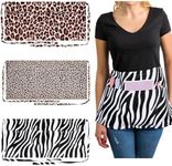 3 Pieces Leopard Zebra Print Aprons Waitress Server Aprons with 3 Pockets Half Apron with Pockets Waiters Apron for Teachers Waiter Bartender Barista Restaurant Coffee Mom