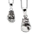 Genuine 925 Sterling Silver Personalised Boxing Glove Necklace/Gifts Ideas For Him and Her/Free Engraving Service/Quality Handmade Silver - KIMNKIM C17-1