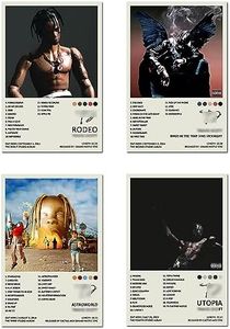 Louliex Scot Utopia Album Cover Limited Edition Posters (Set of 4) Unframed 8in x 12in(20x30cm) Paper Poster Bedroom Decor Office Room Decor Gift