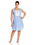 Carole Hochman Women's Plus Size Tunic Style Chemise with Embroidery, Spring Vines Cornflower, 3X