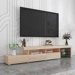 TV Cabinet Entertainment Unit 3 Drawers & Storage Shelf Wooden TV Stands Living Room Furniture Oak 240cm