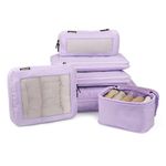 Aerotrunk Compression Packing Cubes for Travel - Luggage Organizer Bags - Double Zipper Packing Cubes for Suitcases (6-Pack, Purple)