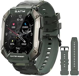 PYRODUM Smart Watches for Men, 1.71" Fitness Watch with Heart Rate Blood Pressure Monitor,5ATM Waterproof Smart Watch for Android Phones, 24 Sports Modes, Tactical Military Sports Watches-2 Bands