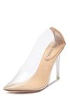 Cape Robbin Glass Doll Clear Stiletto High Heels for Women, Slip On Sexy Shoes with Pointed Toe, Nude, 6.5