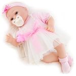 The Magic Toy Shop BiBi Doll Reborn Baby Girl Doll “Begonia” 42cm – Realistic Newborn with Dummy, Bottle & Birth Certificate – Soft Vinyl Limbs, Cloth Body & Removable Pink Outfit