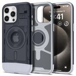 Spigen Classic C1 Magfit Back Cover Case Compatible with iPhone 15 Pro Max (TPU + Poly Carbonate | Graphite)