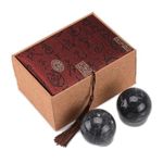 2'' Dark Grey Marble Baoding Health Stress Exercise Balls Chinese Exercise Stress Balls Craft Collection (bag-packed)-2'' Box Package