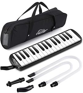 Eastar 32 Key Melodica Instrument Keyboard Soprano Air Piano with 2 Double Mouthpieces Tube, Carrying Bag, Black
