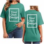 Green Customised T Shirt Women Personalised Tshirts Short Sleeve Tops Make Your Own T Shirt Funny Tee Shirts Casual Summer Tops Customisable T Shirt Front and Back Custom Tops Streetwear