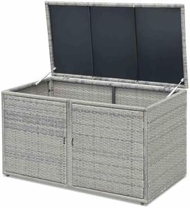 Costway Indoor Outdoor Storage Box, 330L Garden Deck Box with 2 Storage Shelves, Cover and Doors, Weather-Resistant Storage Cabinet with Steel Frame for Gardening Tools, Accessories and Toys (Grey)