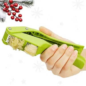 2 in 1 Garlic Press Stainless Steel Garlic Mincer Chopper - Food Crushing Garlic Mincer and Slicer Garlic Crusher Tool Professional Kitchen Gadgets Mincer Tool - Garlic Slicer Garlic Chopper Mincer