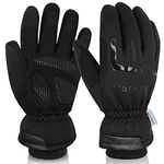 FIDESTE -40℉ Waterproof Winter Thermal Gloves - 3M Thinsulate Windproof Touch Screen Warm Gloves - for Driving Motorcycle,Cycling,Running,Outdoor Sports - for Women and Men - Black (L)