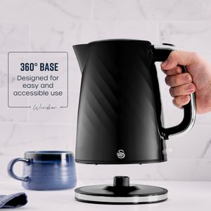 Swan Windsor Rapid Boil Kettle – Black Electric Kitchen Appliance