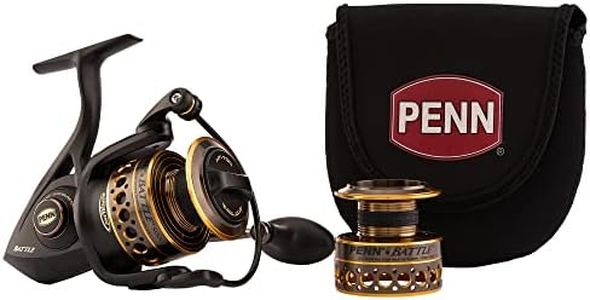 PENN Battle Spinning Reel Kit, Size 5000, Includes Reel Cover and Spare Anodized Aluminum Spool, Right/Left Handle Position, HT-100 Front Drag System,Black