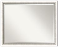 Amanti Art Beveled Bathroom Wall Mirror (24.38 x 30.38 in.), Salon Silver Narrow Frame - Bathroom Mirror, Vanity Mirror - Silver, Large