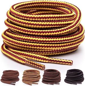 Miscly Lacets ronds pour bottes [3 Paires] Lacets renforcés et ultra résistants pour Bottes, Bottines, Chaussures de sécurité ou de travail, Chaussures de marche - Ø 5 mm (137 cm, Jaune et Marron)