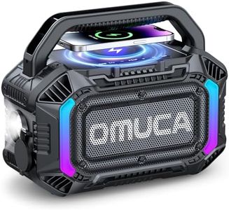 OMUCA Speakers Bluetooth Wireless, 100W Portable Bluetooth Speaker with Bass, IPX7 Waterproof & Floatable, 20H Playtime, RGB Light, Loud Speakers with TWS for Work, Outdoor, Garage(Black)