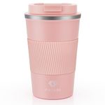 CS COSDDI Travel Mugs, Insulated Coffee Cup with Leakproof Lid - Reusable Coffee Cups Travel - Car Coffee Cup - Stainless Steel Coffee Mug for Hot and Cold Coffee Water and Tea, 380ml