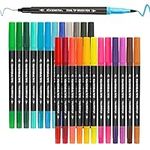 FIXSMITH Markers for Adult Coloring, 24 Colors Makers for Kids, Dual Tip Brush Pens Art Marker Set with Non-toxic Ink, Self-Cleaning Brush Tip, 0.4mm Fine Point Pens for Kid Adult Coloring Drawing