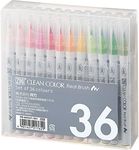 Kuretake Clean Color Real Brush Watercolour Brush Pens (Set Of 36 Colours)
