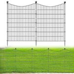 5 Panels No Dig Decorative Outdoor Garden Fence for Yard, 40 in(H) X 12 ft(L) Animal Barrier Fencing Rustproof Metal Wire Panel Border for Dog, Rabbits, and Patio Temporary Ground Stakes Defense