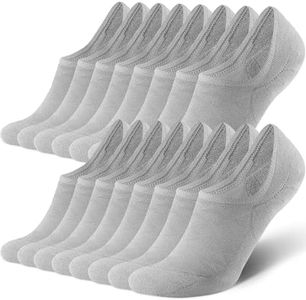CS CELERSPORT 8 Pairs No Show Socks Men with Cushion Low Cut Invisible Non Slip Socks, X-Large, Grey