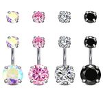 MODRSA Belly Button Ring Belly Rings Surgical Steel Belly Button Rings for Women Navel Piercing Jewelry Short Belly Button Ring 8mm 5/16" Pink Black