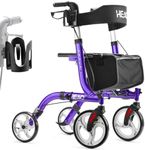 HEAO Rollator Walker with Seat, Folding Rollator Walker with Extra Cup Holder & 10" Wheels,Padded Backrest, Lightweight Mobility Walking Aid for Seniors, Purple