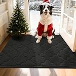 COSY HOMEER Front Door Mat 80x120 CM, Dirt Trapper Floor Mat, Polyester Welcome Door Mat for Kitchen Room Office Entryway Doors, Absorbent Non-Slip Low Profile Indoor Doormat, Machine Washable, Black