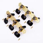 Alice Classical Guitar Tuning Pegs 3+3 (L&R) Set Tuning Keys with Machine Heads Flower Printed (Gold& Black)