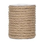 tenn well 6mm Garden Twine String, 33 Feet Thick Jute Rope for DIY Cat Scratch Post, Decoration Gardening, Bundling and Crafts (Brown)